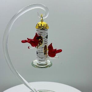 Cardinal Bird Feeder Glass Figurine Red Cardinal Decor Bird Lover Gift